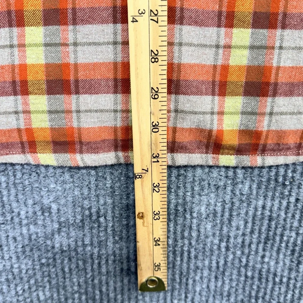 Stio Shirt Mens XL Orange Plaid Flannel Button Up Long Sleeve Outdoor Casual
